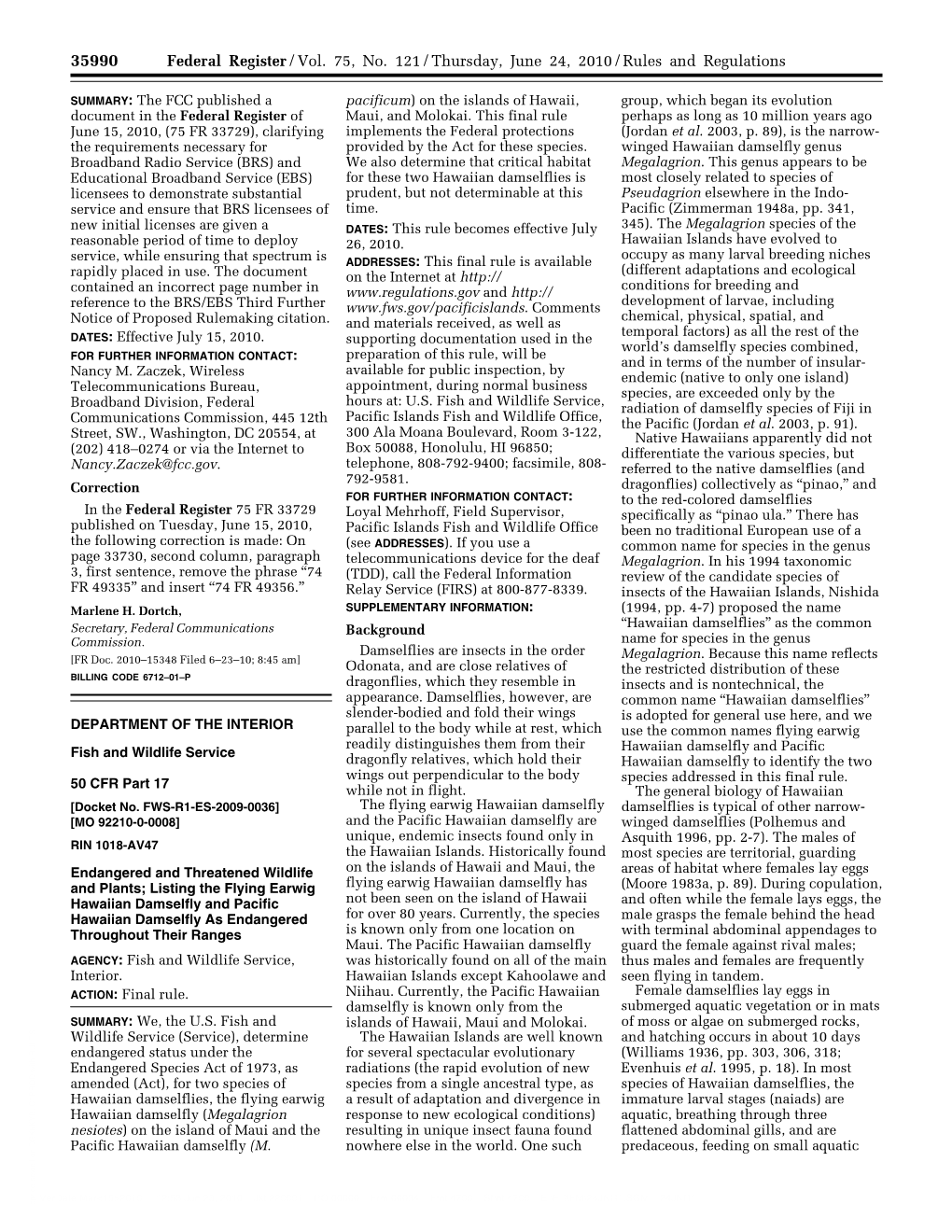 Federal Register/Vol. 75, No. 121/Thursday, June 24, 2010/Rules