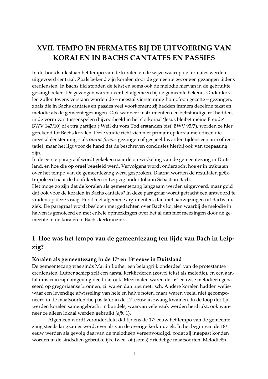 Xvii. Tempo En Fermates Bij De Uitvoering Van Koralen in Bachs Cantates En Passies