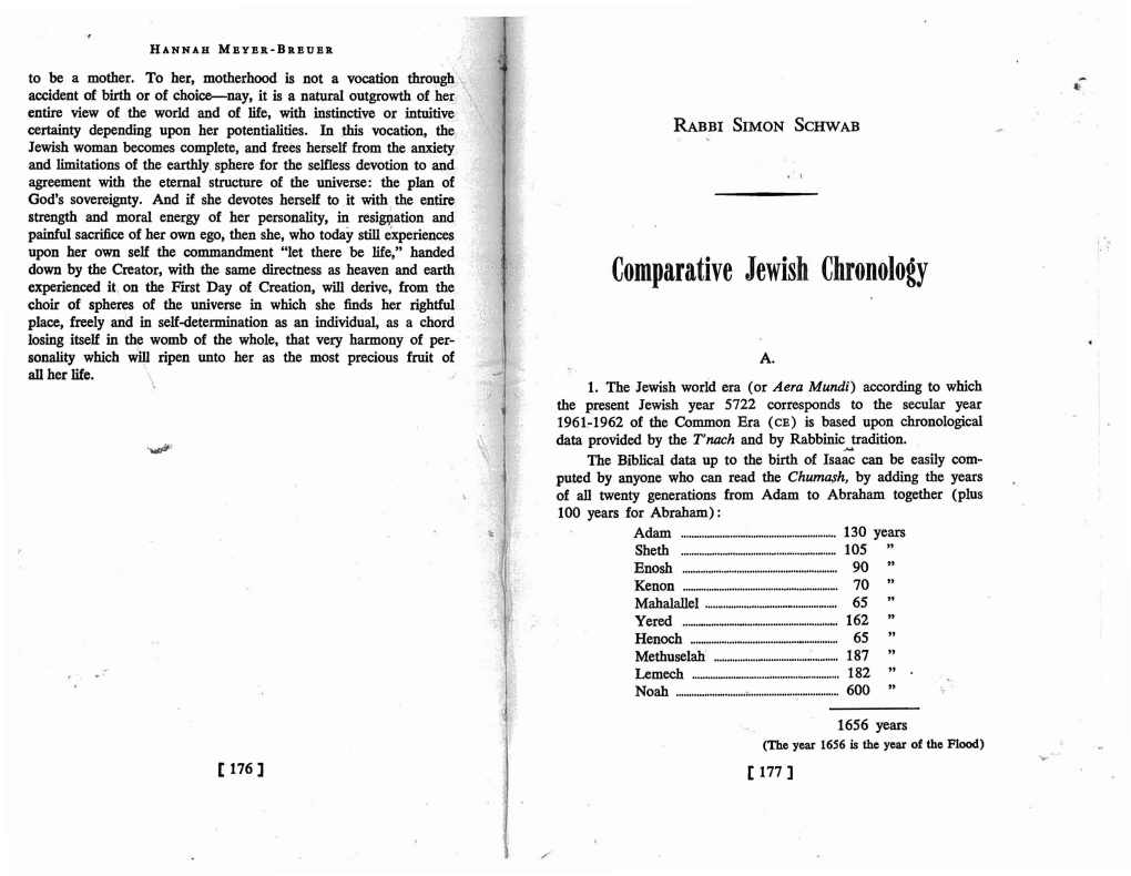 Rabbi Shimon Schwab: Comparative Jewish Chronology. Original Version