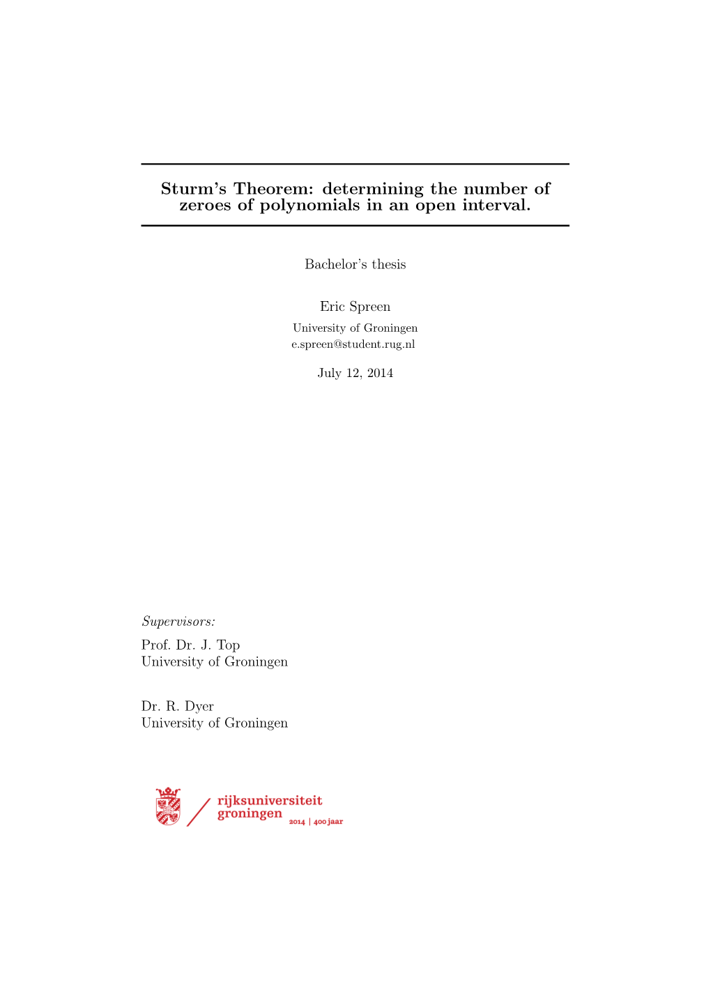 Sturm's Theorem