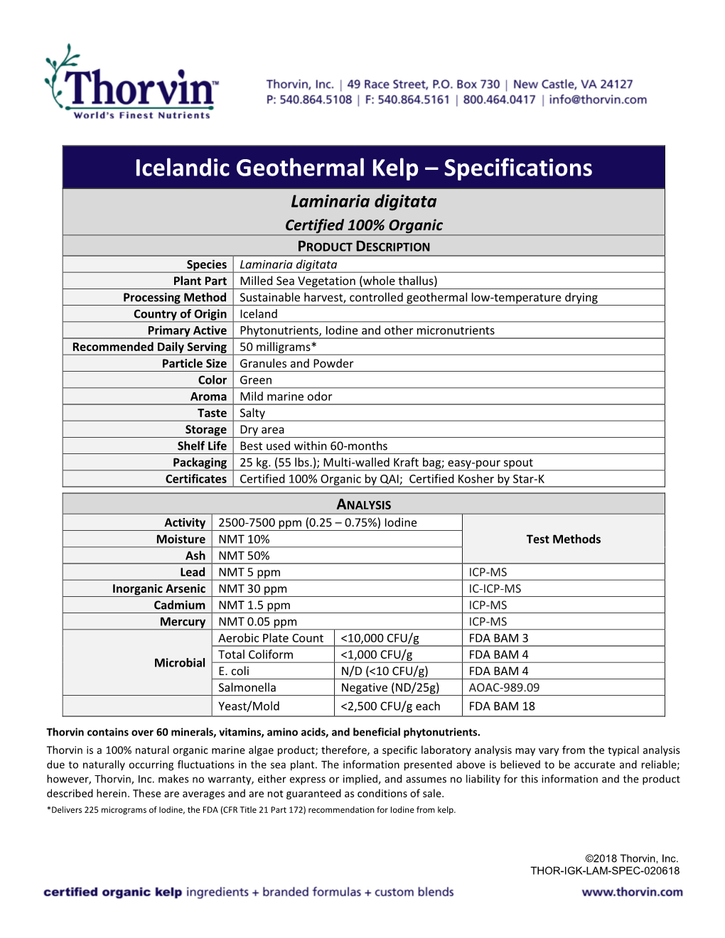 Icelandic Geothermal Kelp – Specifications