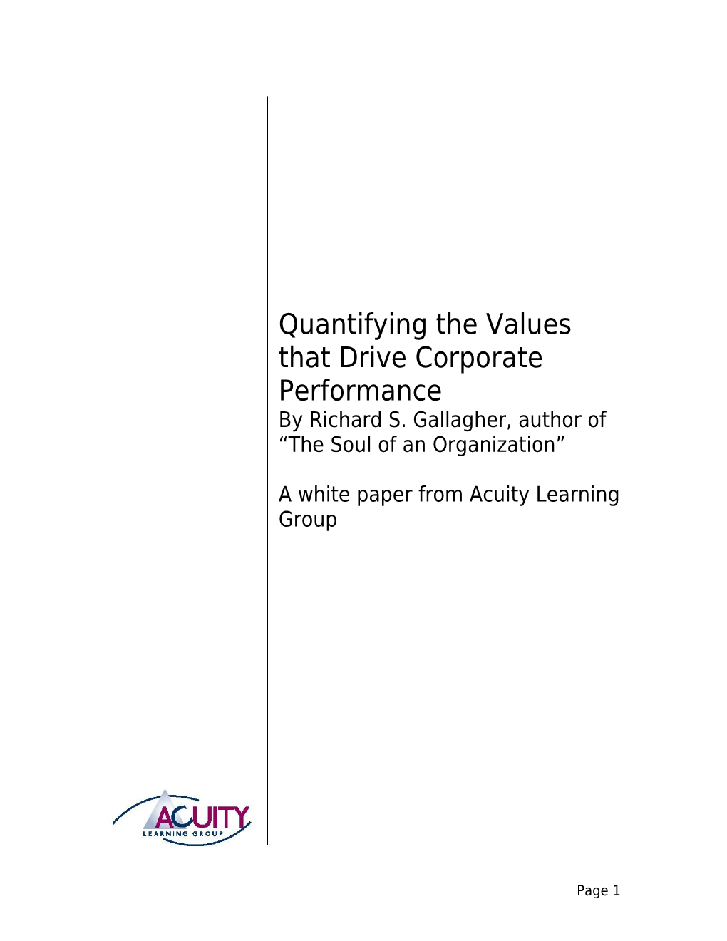 Quantifying The Values That Drive Corporate Performance