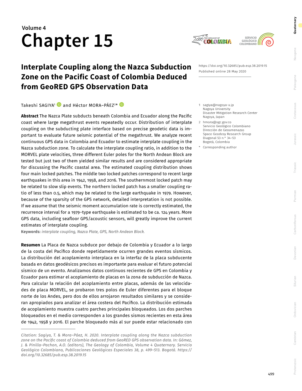 Interplate Coupling Along the Nazca Subduction Zone on the Pacific Coast of Colombia Deduced from Geored GPS Observation Data