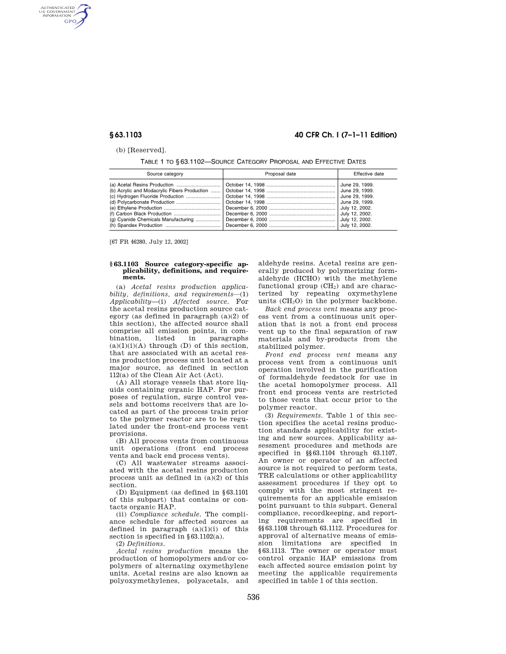 40 CFR Ch. I (7–1–11 Edition) § 63.1103