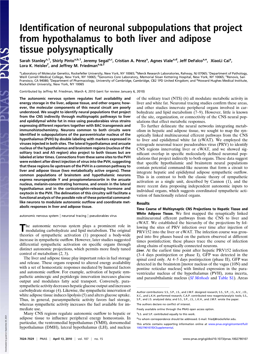 Identification of Neuronal Subpopulations That Project From