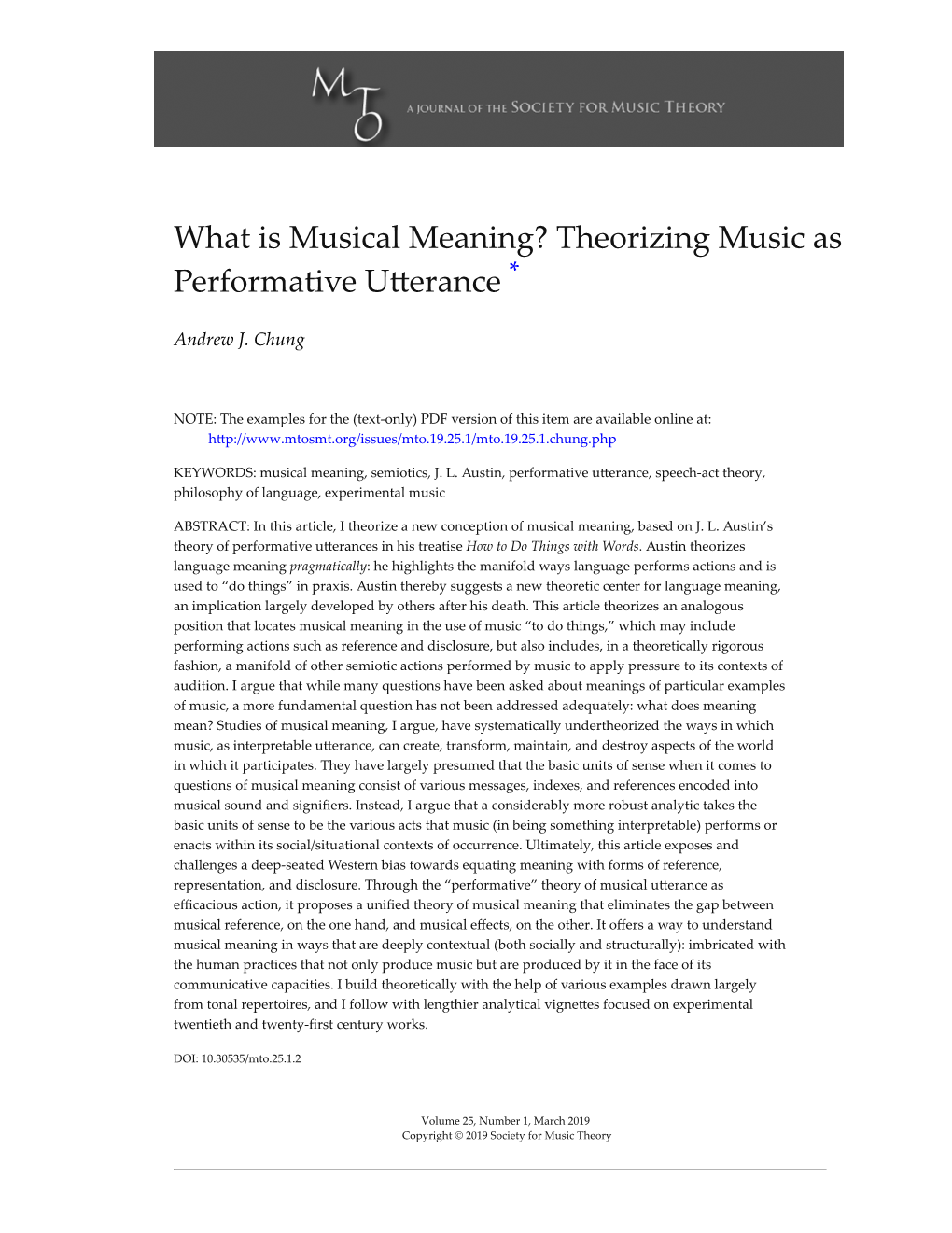 What Is Musical Meaning? Theorizing Music As Performative U Erance