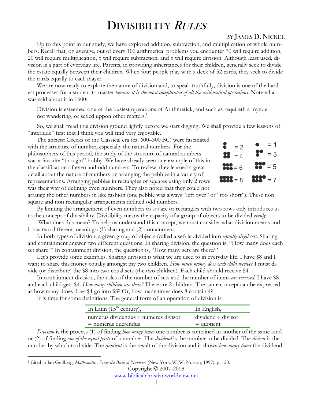 Divisibility Rules by James D