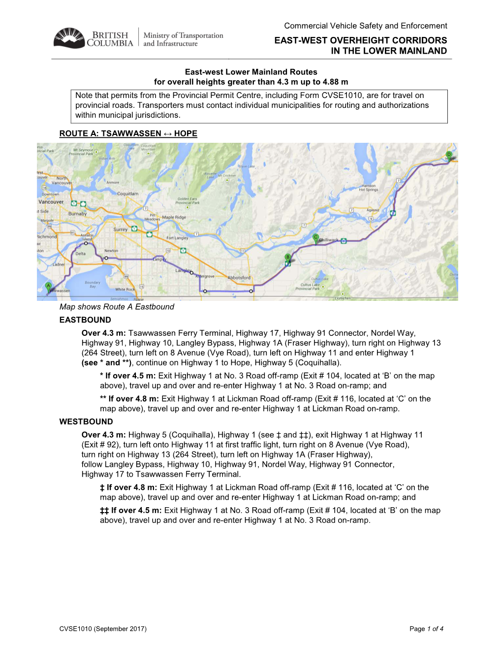 East-West Lower Mainland Routes