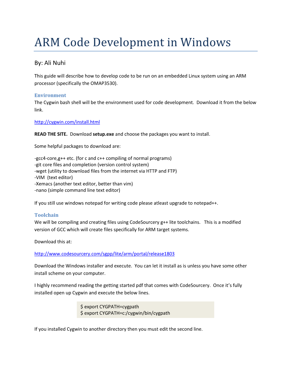 ARM Code Development in Windows