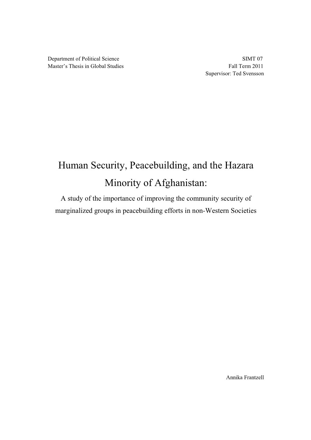 Human Security, Peacebuilding, and The