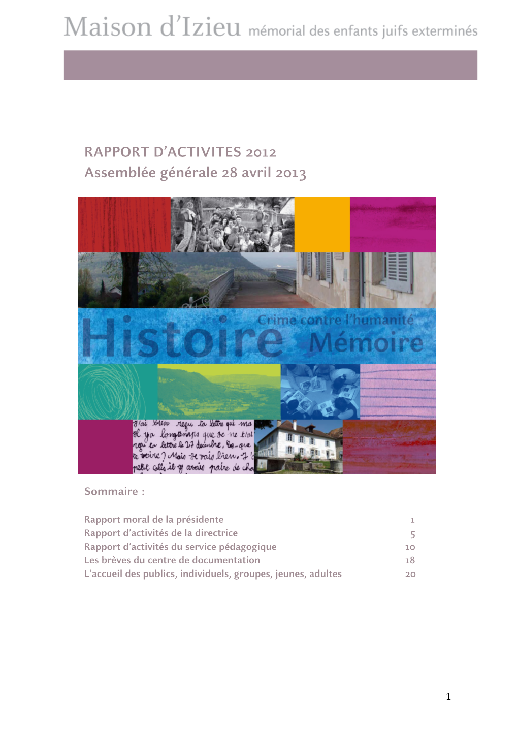 RAPPORT D'activites 2012 Assemblée