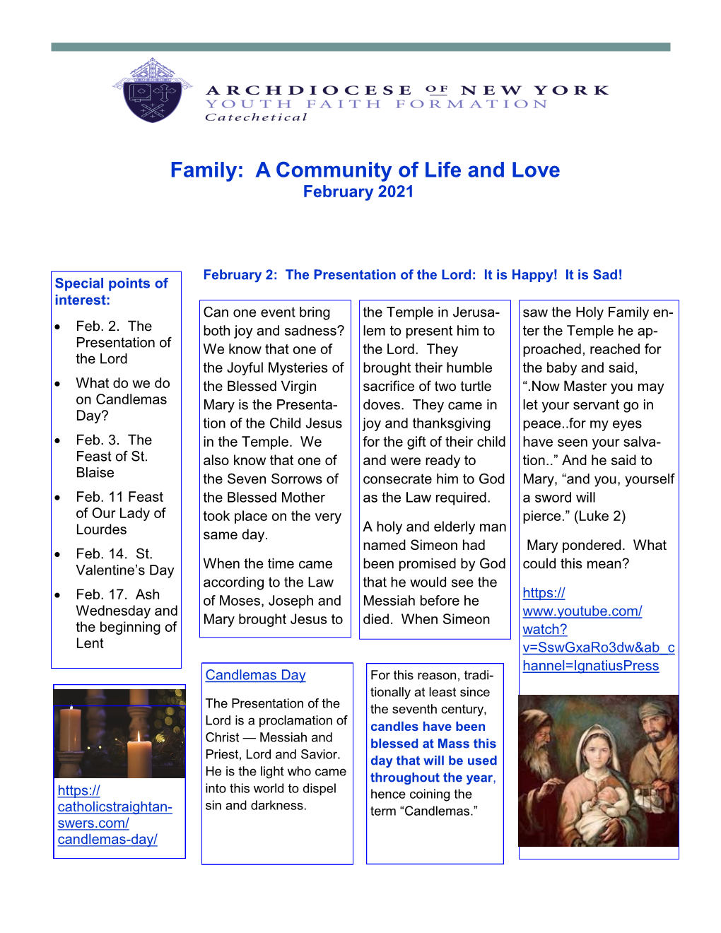 Family: a Community of Life and Love February 2021