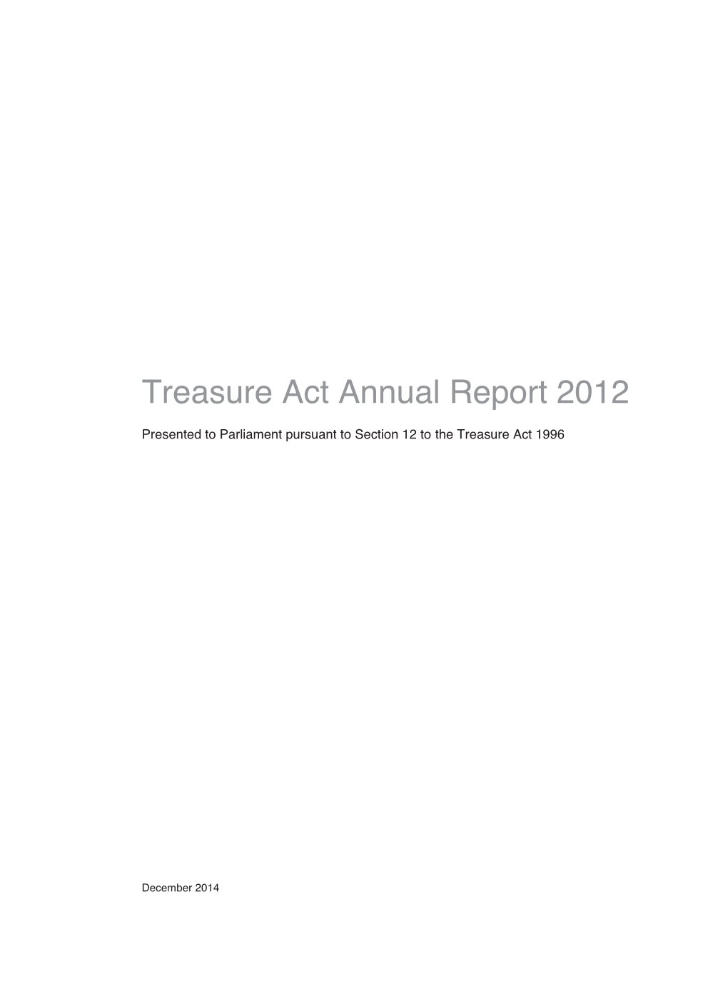 Treasure Act Annual Report 2012