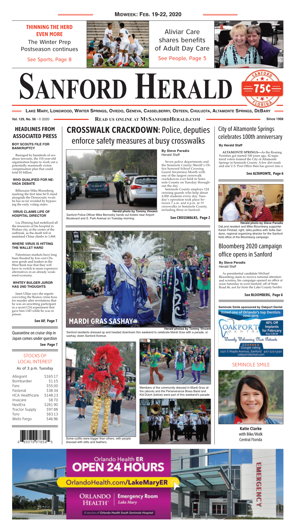 CROSSWALK CRACKDOWN: Police, Deputies City of Altamonte Springs ASSOCIATED PRESS Celebrates 100Th Anniversary