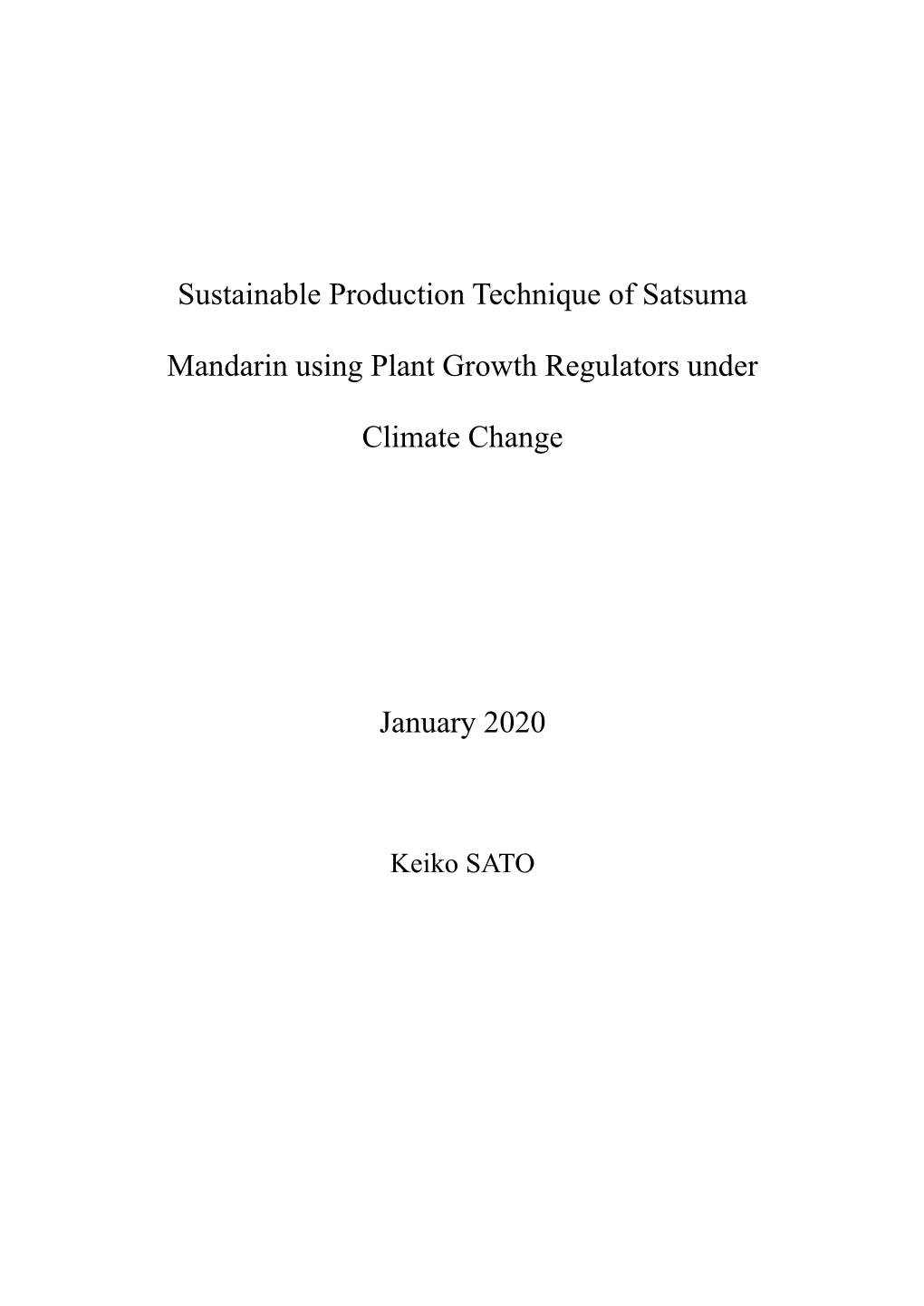 Sustainable Production Technique of Satsuma Mandarin Using Plant