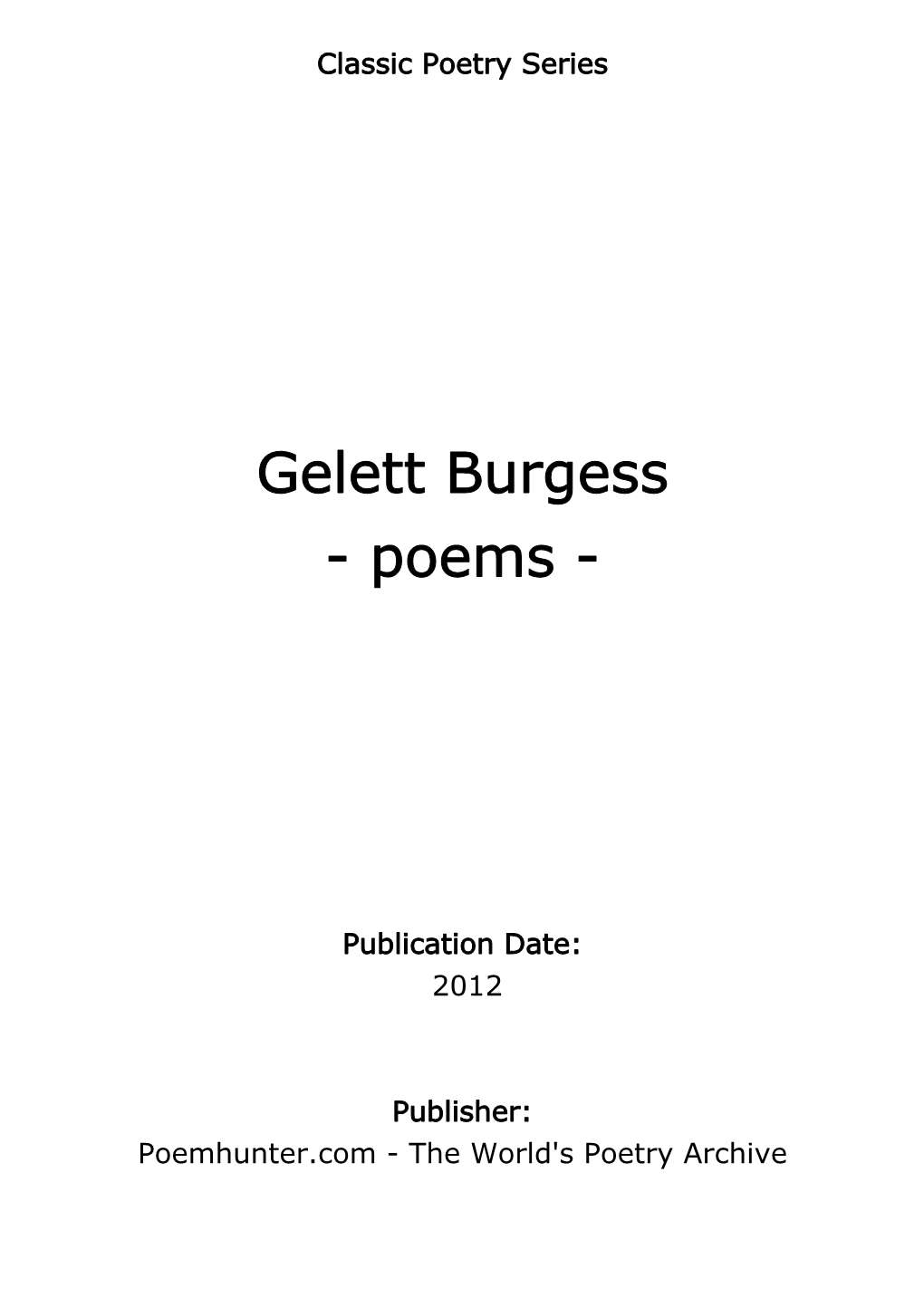 Gelett Burgess - Poems