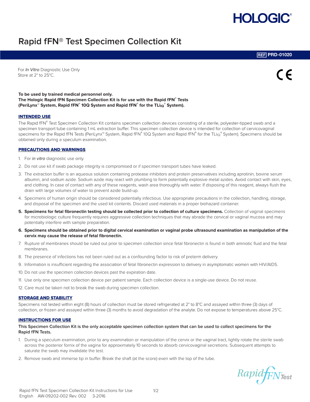 Rapid Ffn® Test Specimen Collection Kit