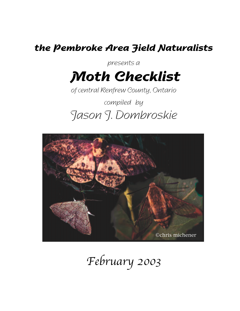 Moth Checklist Pagemaker