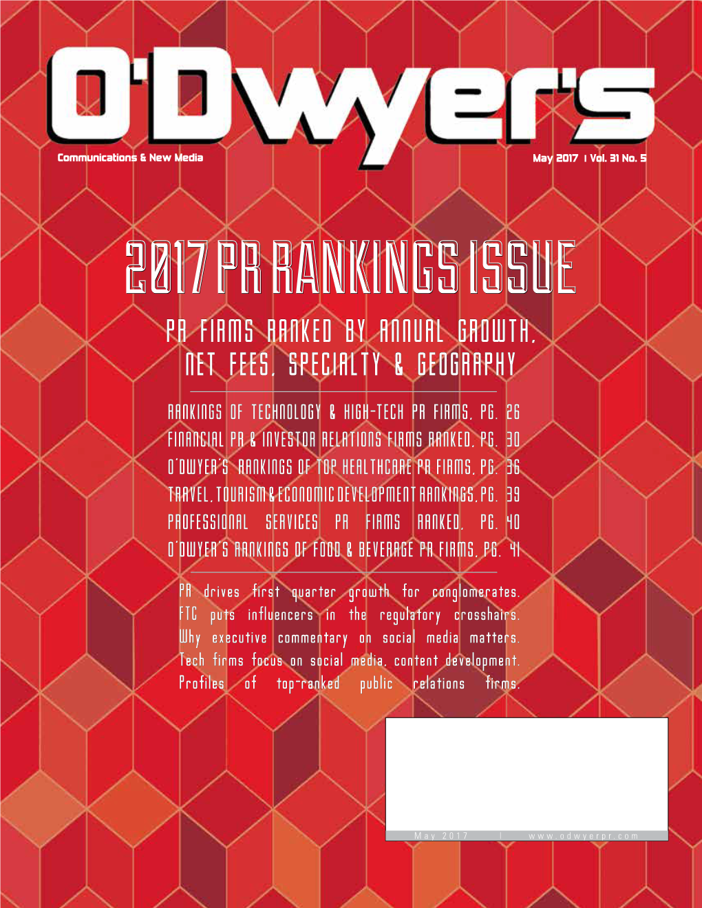 O'dwyer's May '17 PR Firm Rankings Magazine