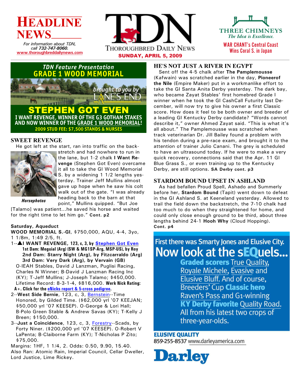 HEADLINE NEWS • 4/5/09 • PAGE 2 of 17