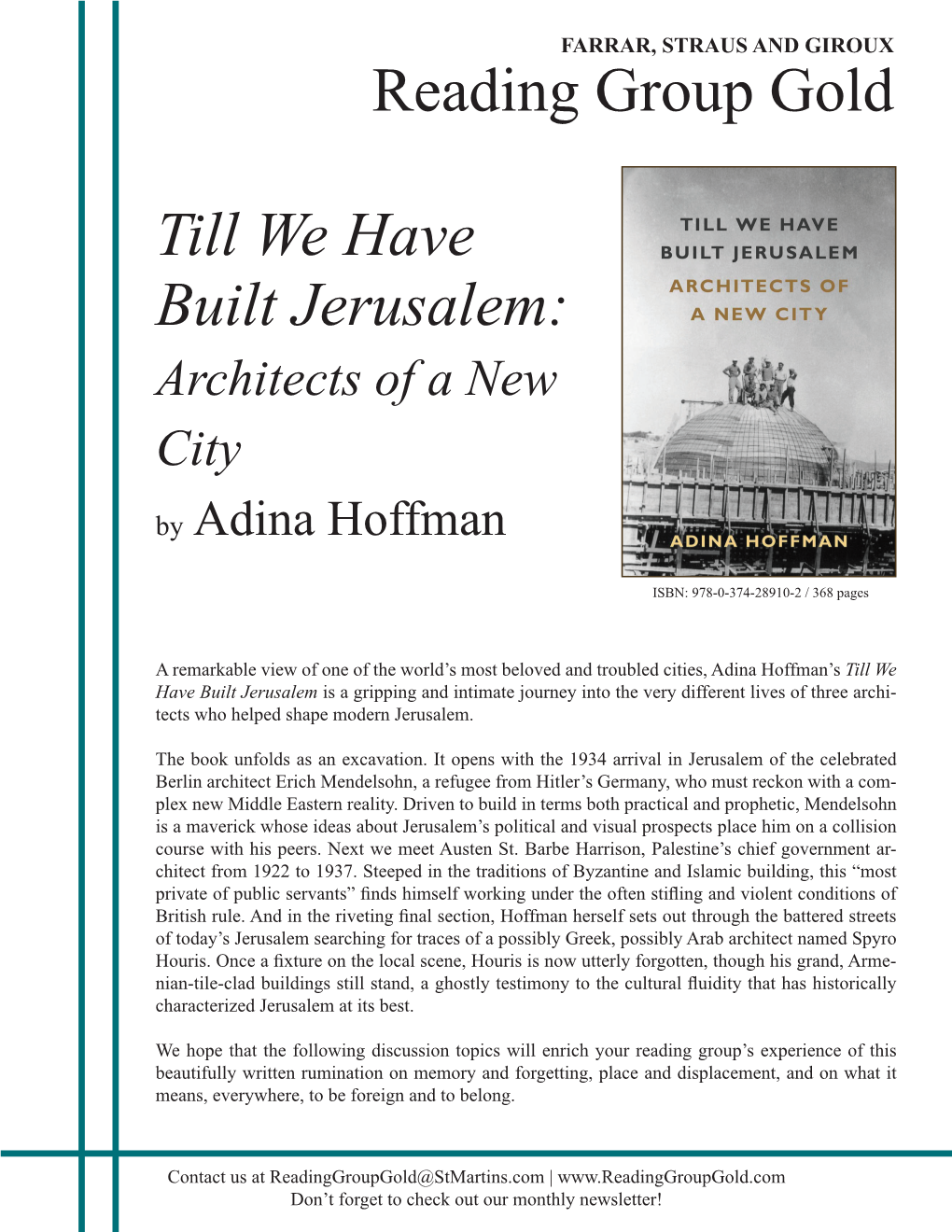 Till We Have Built Jerusalem: Reading Group Gold