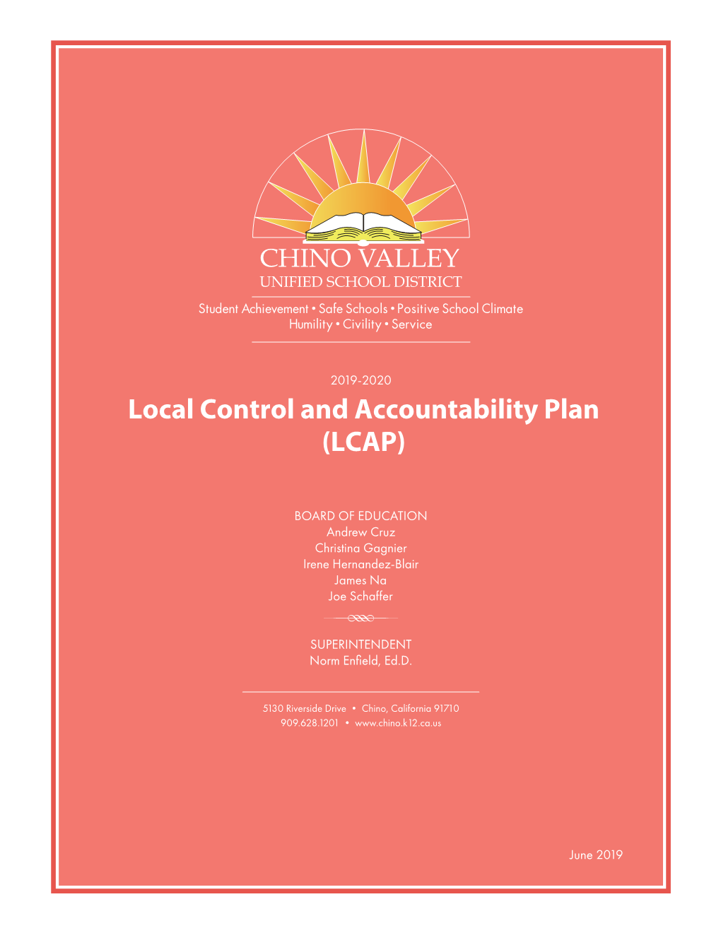 LCAP Draft Cover 2019-2020 June 2019