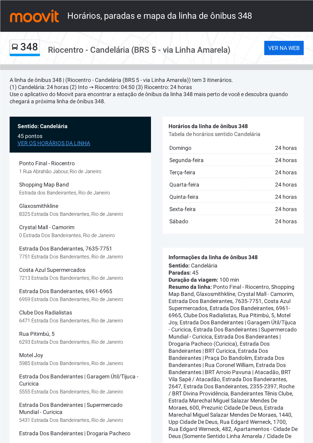 Horários, Paradas E Mapa Da Linha De Ônibus 348