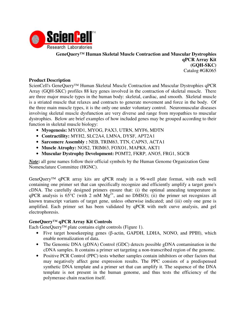 Genequery™ Human Skeletal Muscle Contraction And