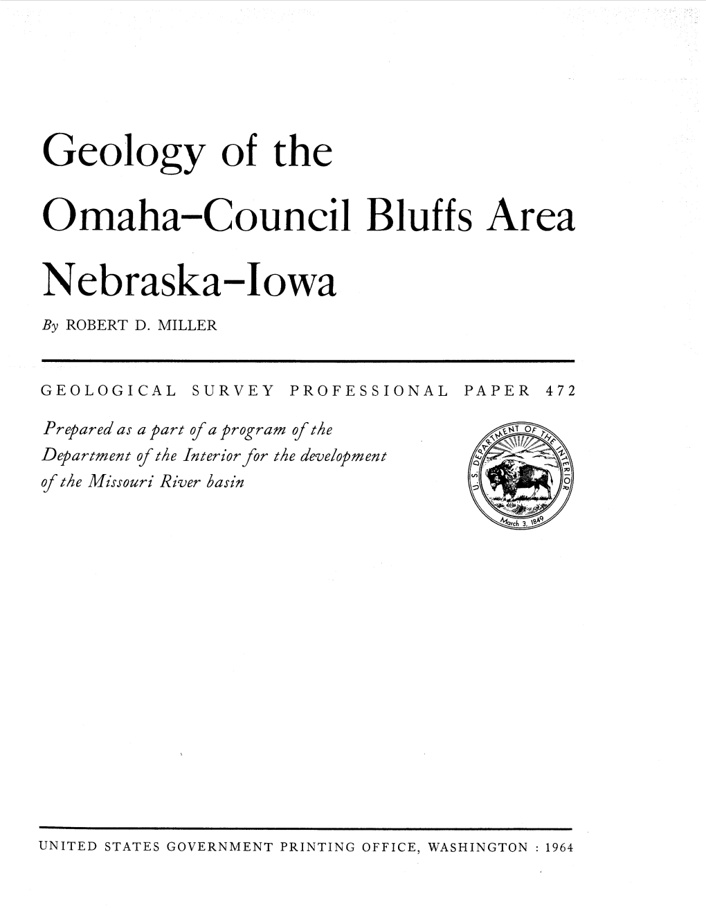 Geology of the Omaha-Council Bluffs Area Nebraska-Iowa by ROBERT D