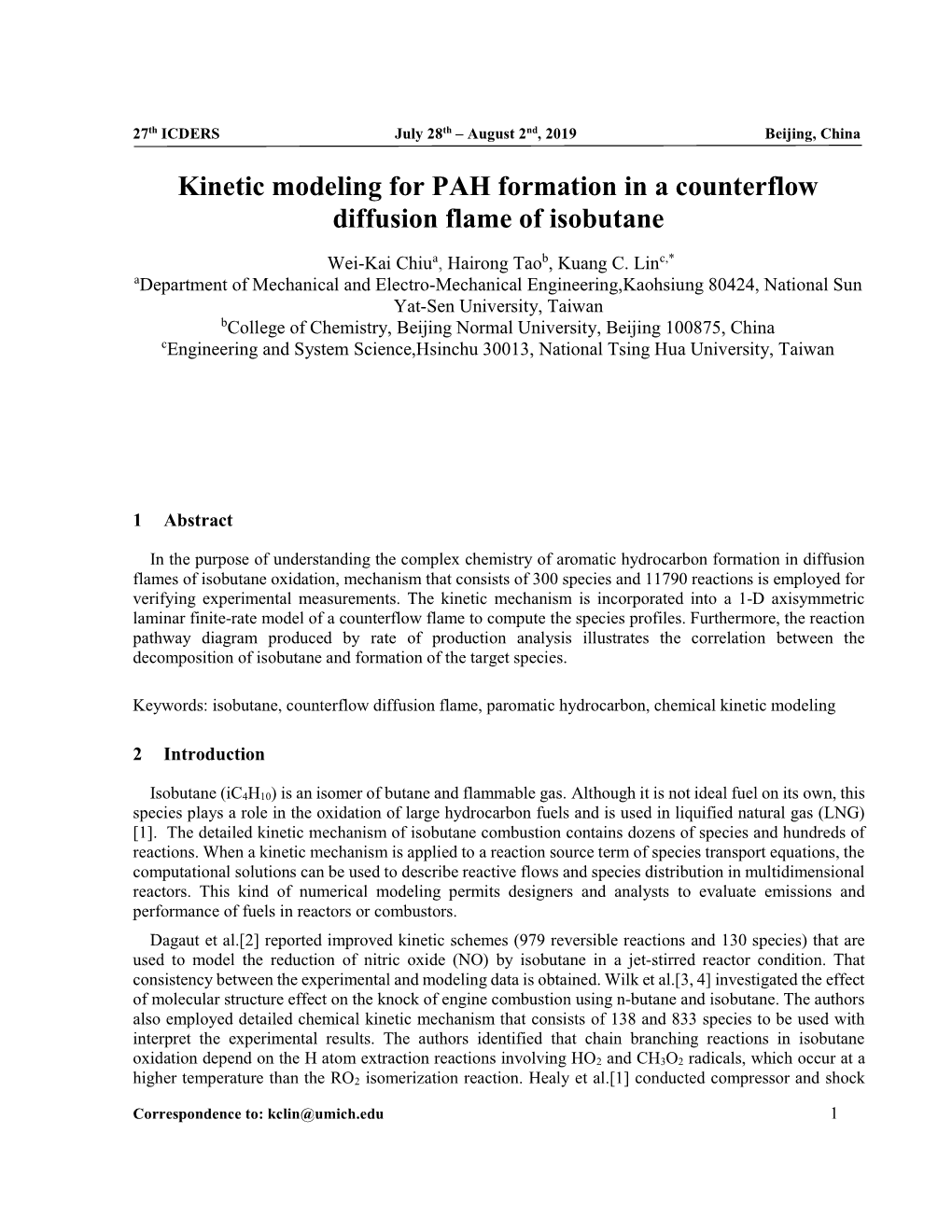 Kinetic Modeling for PAH Formation in a Counterflow Diffusion Flame of Isobutane