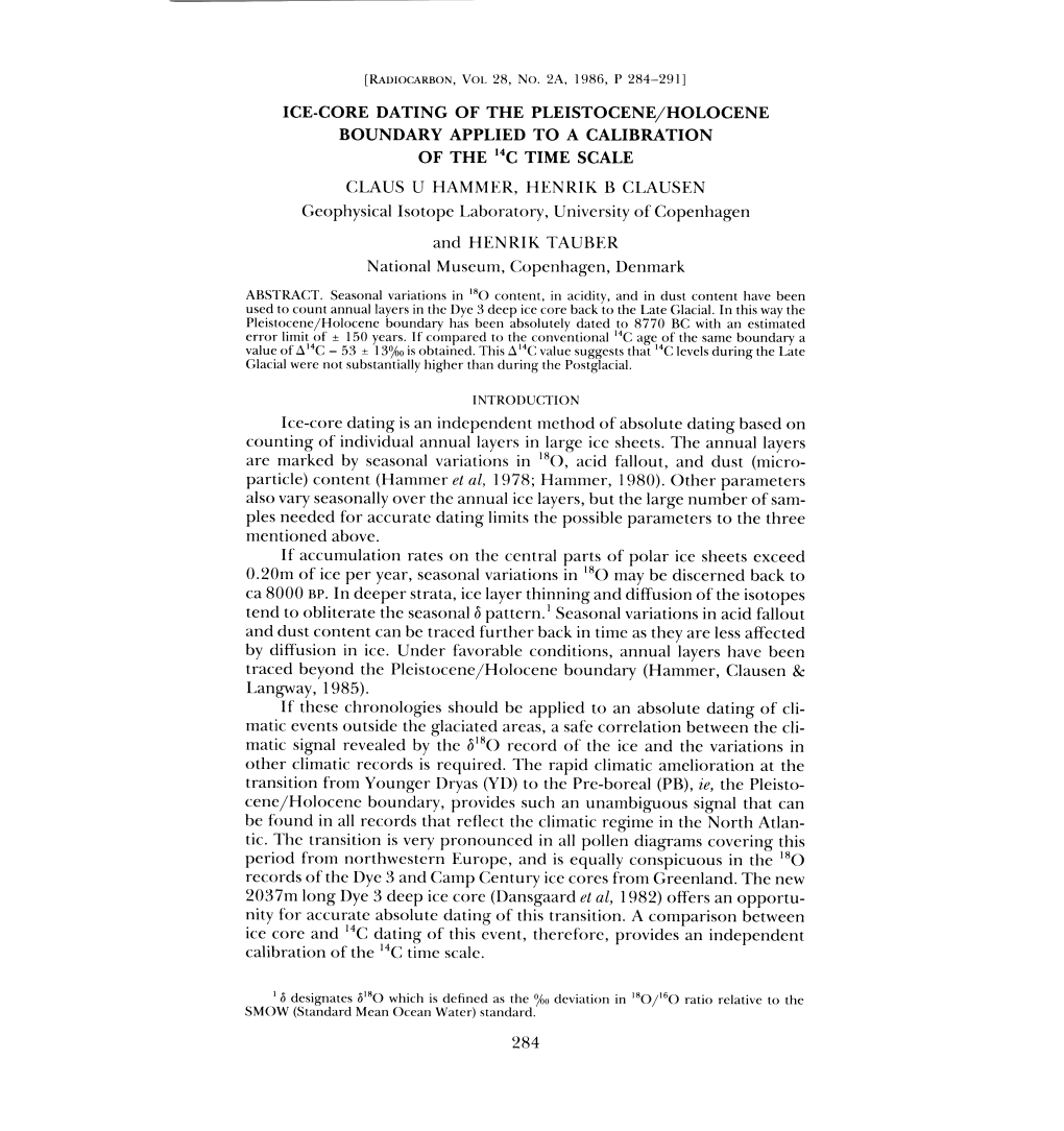 Ice-Core Dating of the Pleistocene/Holocene