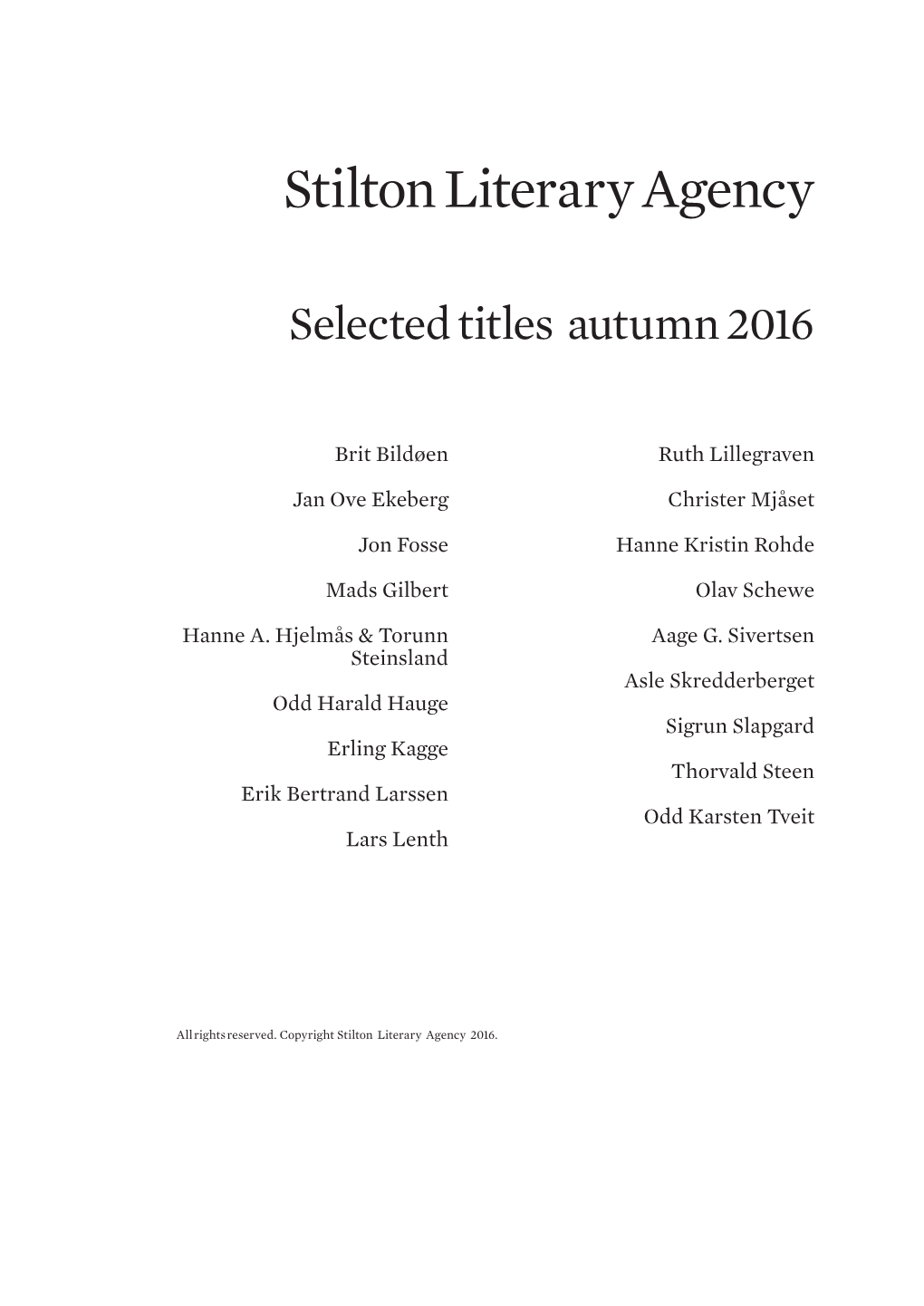 Stilton Literary Agency