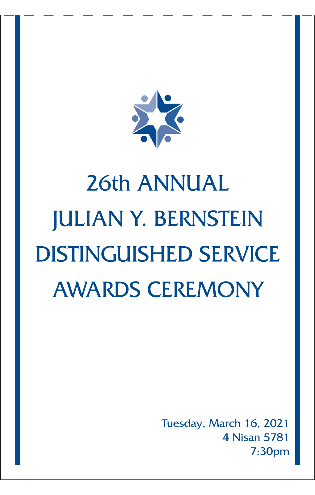 26Th Annual Julian Y. Bernstein Distinguished Service Awards Ceremony 2021/5781