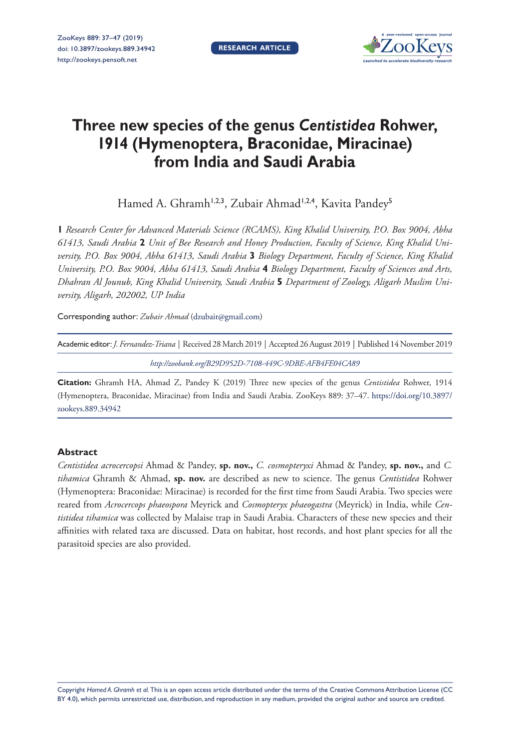 Hymenoptera, Braconidae, Miracinae) from India and Saudi Arabia