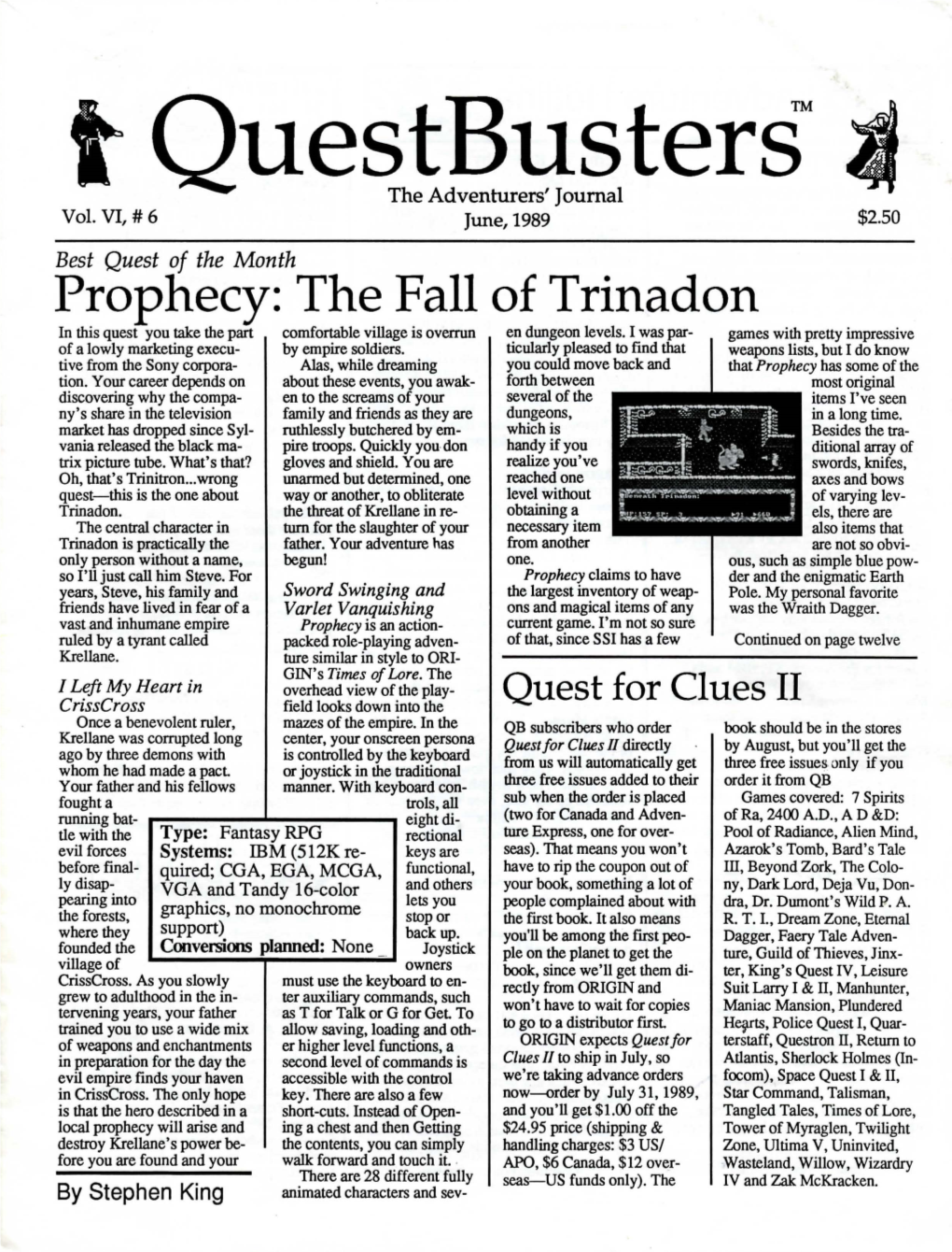 Prophecy: the Fall of Trinadon in This Quest You Take the Part Comfortable Village Is Overrun En Dungeon Levels