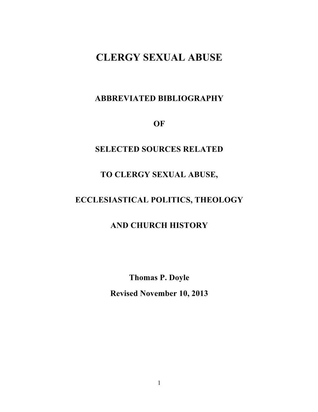 Clergy Sexual Abuse