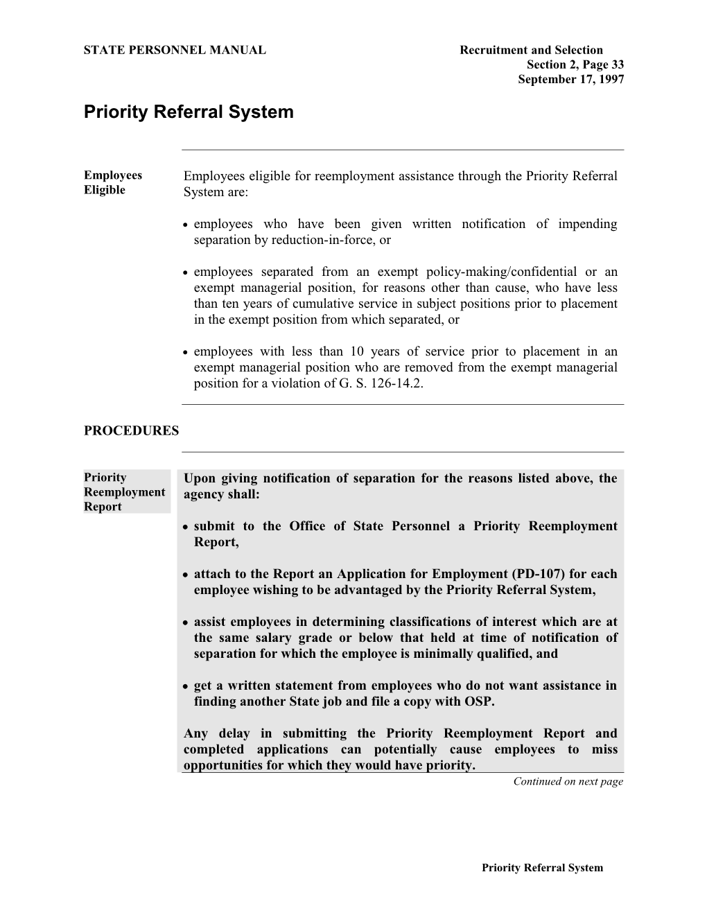 Automated Priority Reemployment System