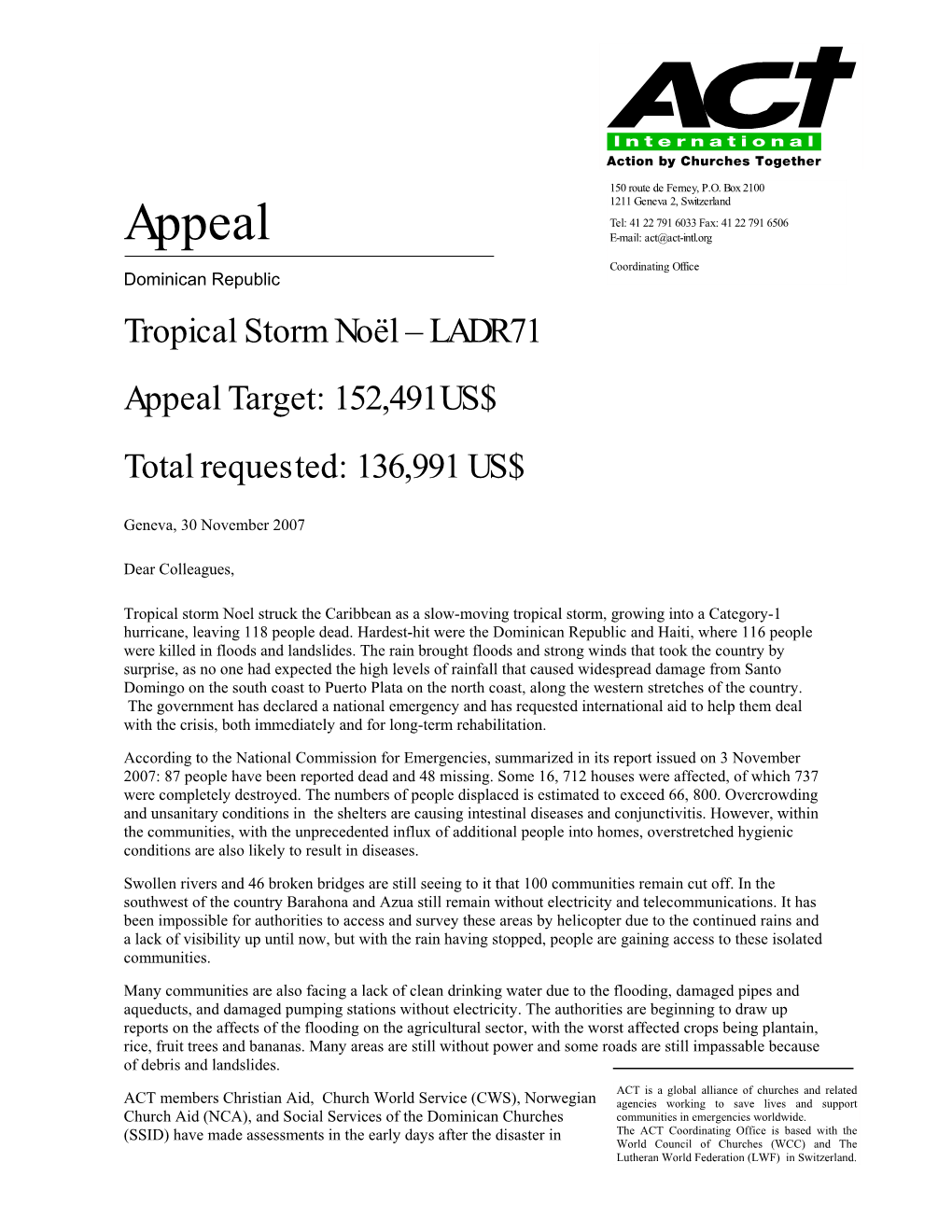 Appeal E-Mail: Act@Act-Intl.Org