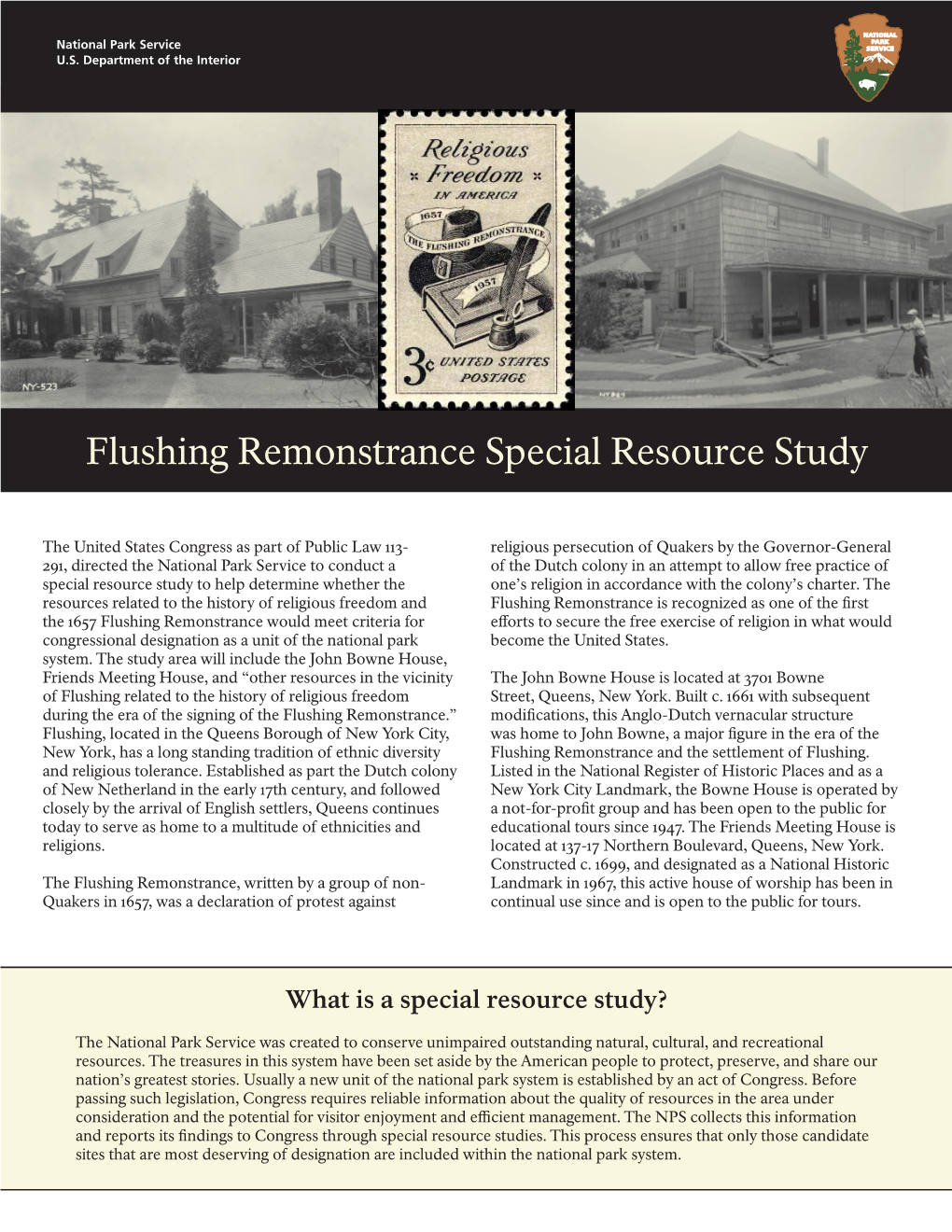Flushing Remonstrance Special Resource Study