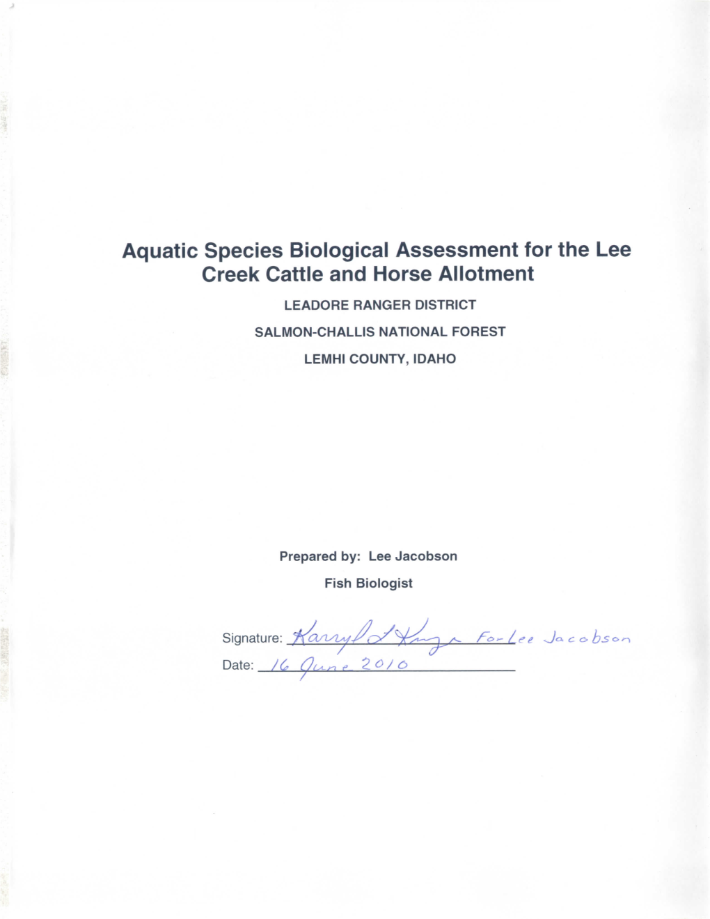 Biological Assessment