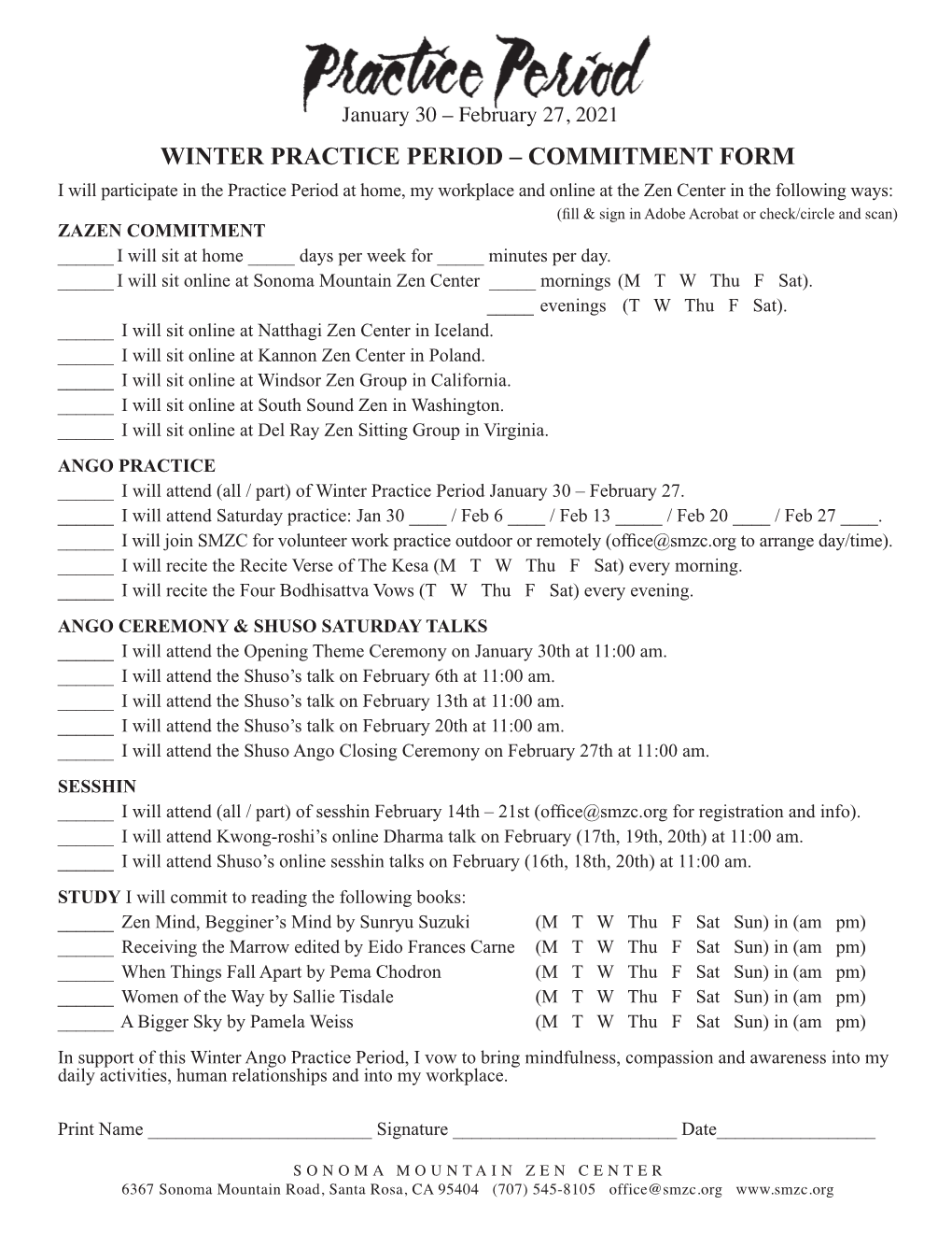 Commitment Form