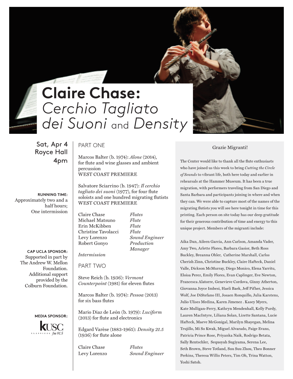 Claire Chase: Cerchio Tagliato Dei Suoni and Density