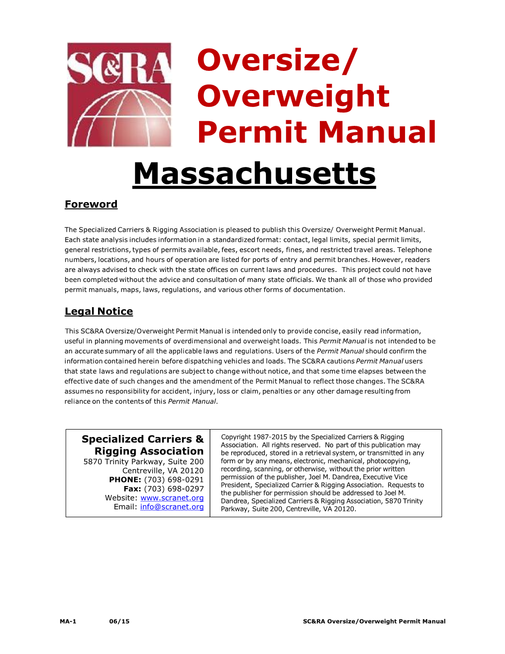 Massachusetts Oversize/ Overweight Permit Manual