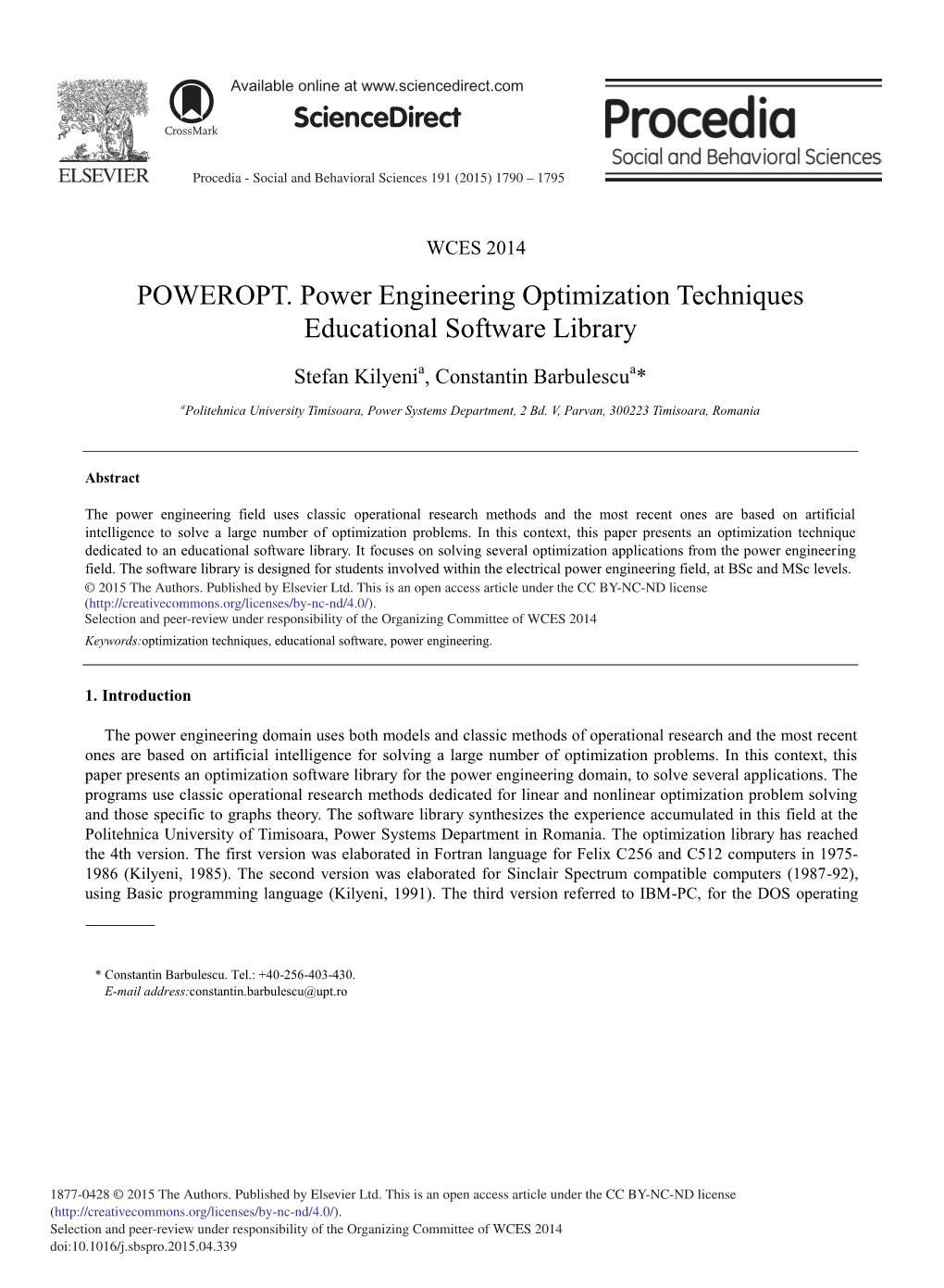 POWEROPT. Power Engineering Optimization Techniques Educational Software Library