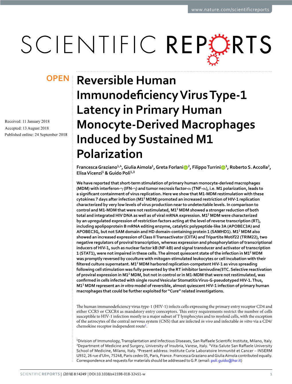 Reversible Human Immunodeficiency Virus Type-1 Latency in Primary Human Monocyte-Derived Macrophages Induced by Sustained M1