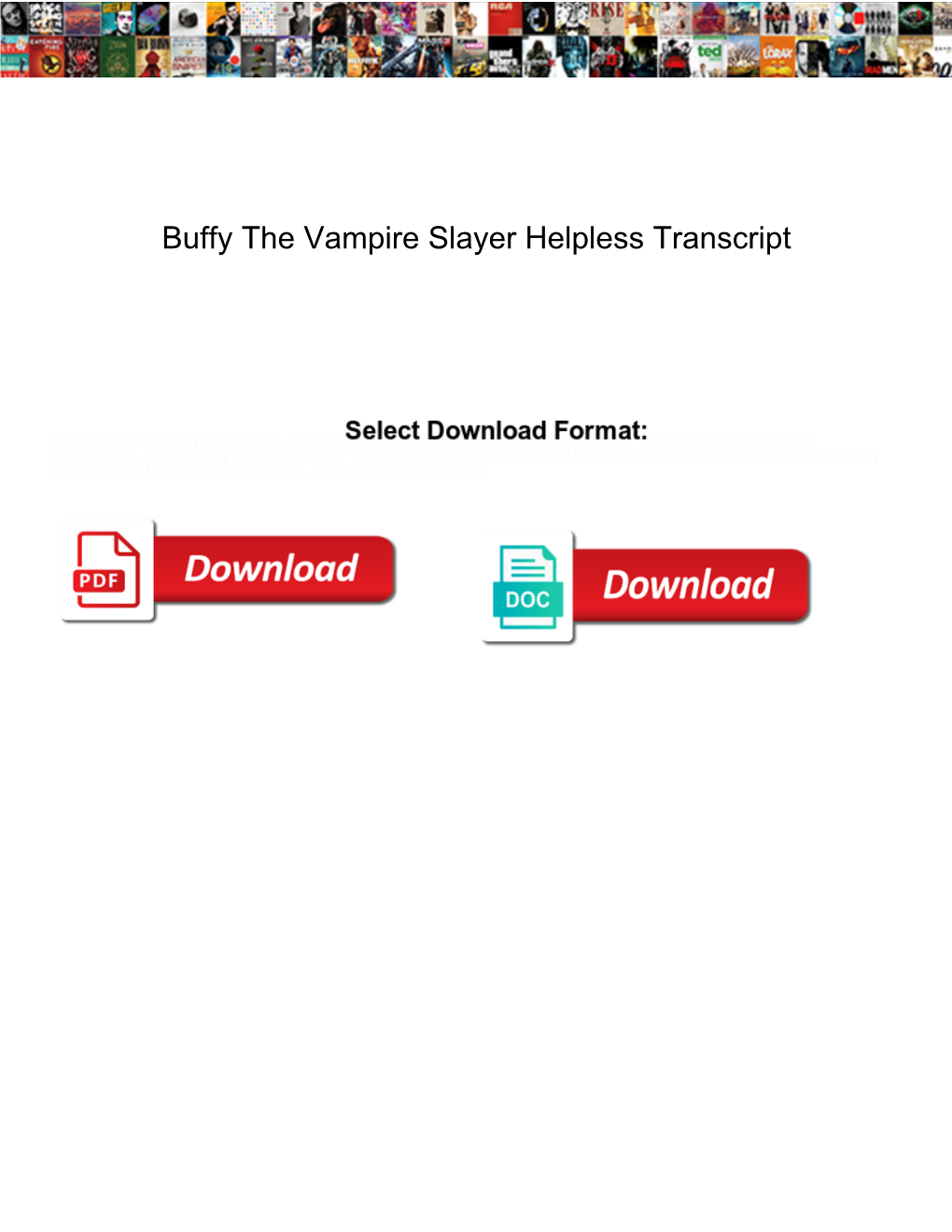 Buffy the Vampire Slayer Helpless Transcript