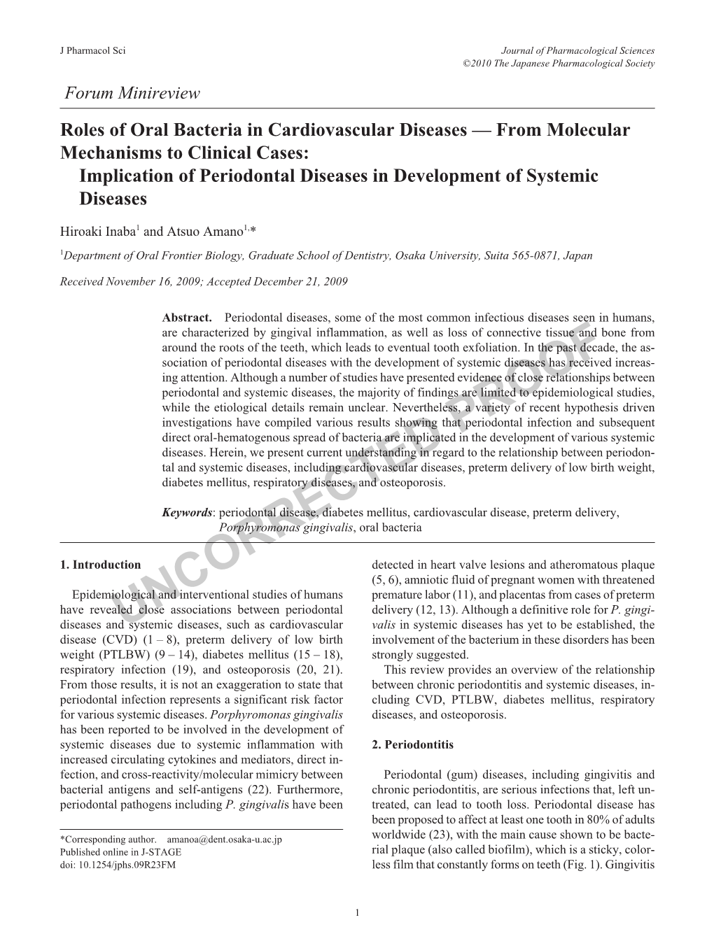 Roles of Oral Bacteria in Cardiovascular Diseases—From