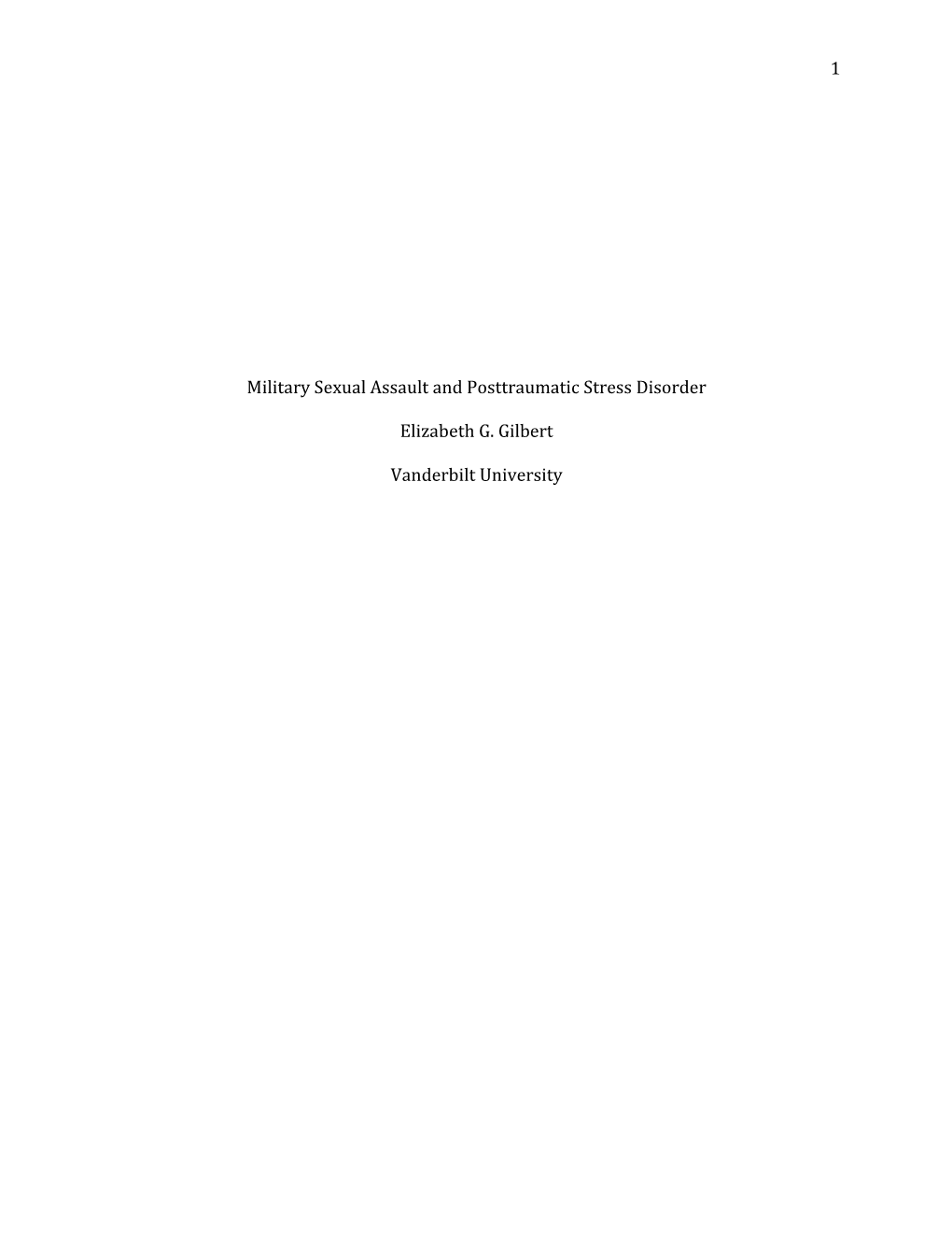 1 Military Sexual Assault and Posttraumatic Stress Disorder