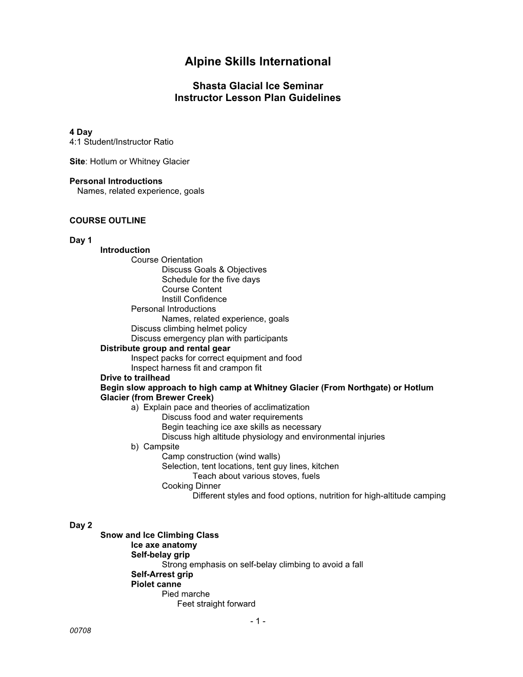 Glacial Ice Seminar Instructor Lesson Plan Guidelines