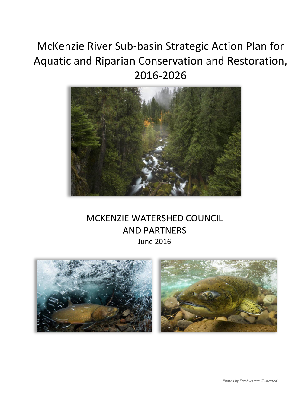 Mckenzie River Sub-Basin Action Plan 2016-2026